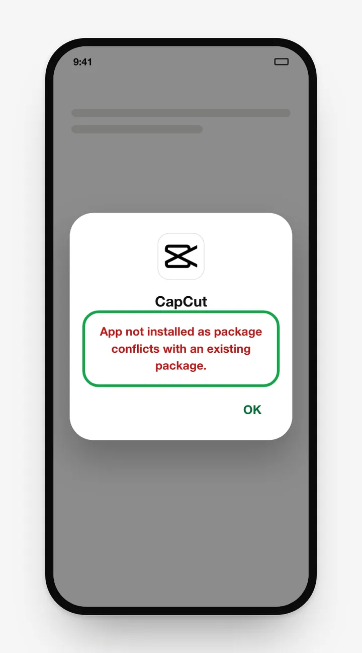 Illustration: App not installed error when installing the CapCut APK