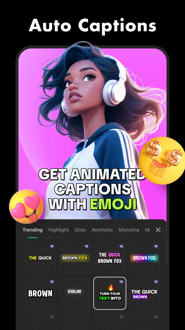 CapCut animated caption styles with emoji