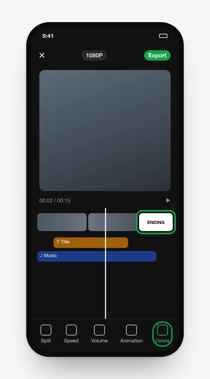 Illustration: Deleting the CapCut ending clip to remove the watermark