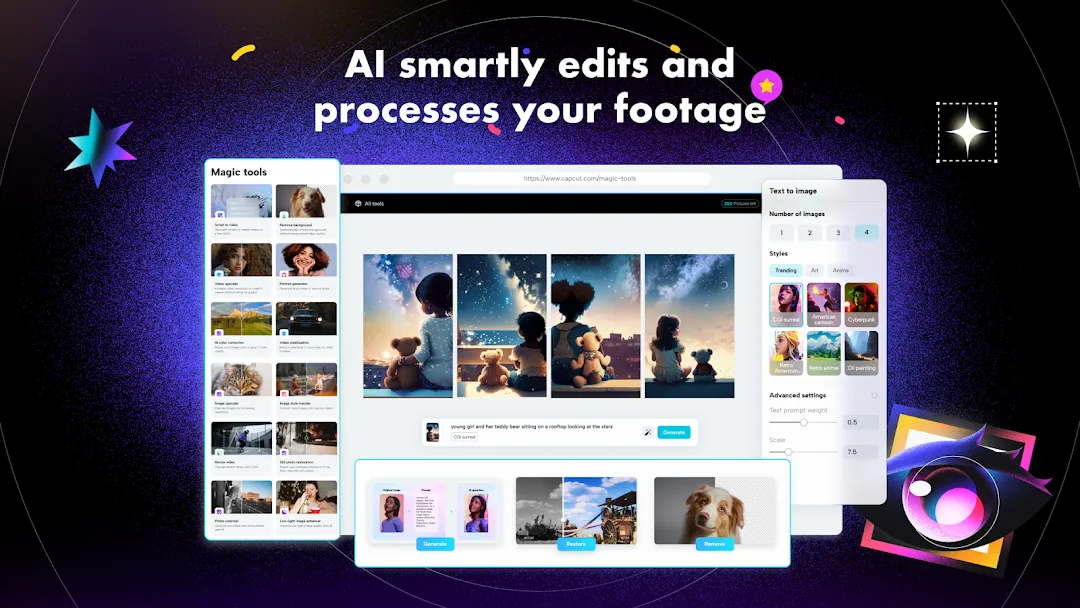 CapCut desktop AI tools automatically editing and organising footage