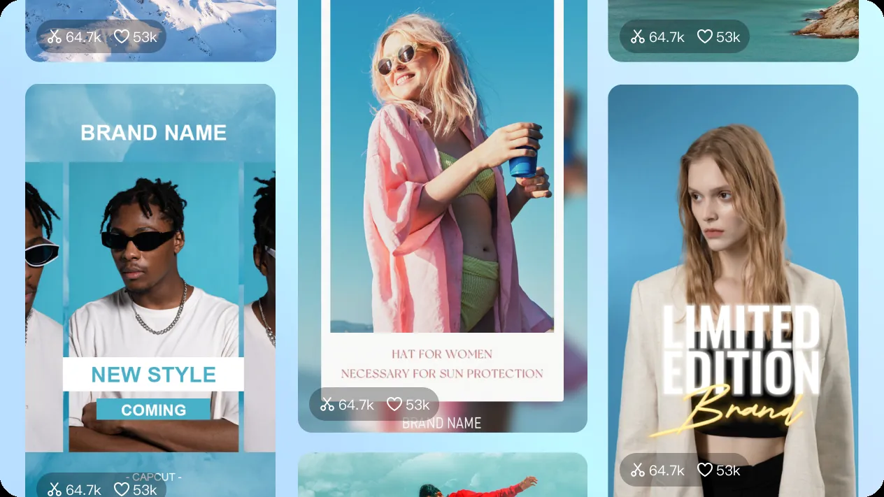 Gallery of CapCut fashion video templates for brands