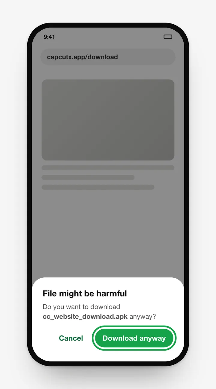 Illustration: Chrome warning when downloading the CapCut APK file