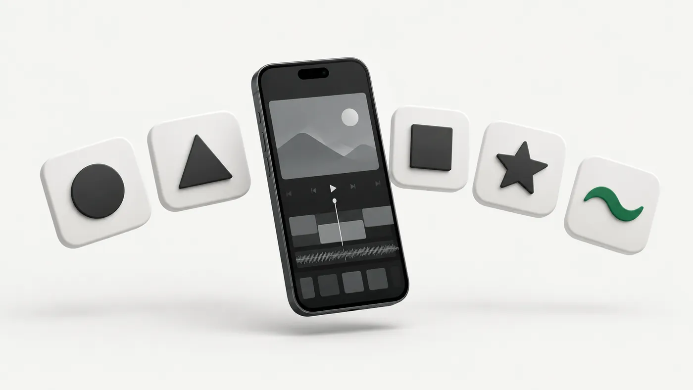 Phone video editor surrounded by alternative app icons