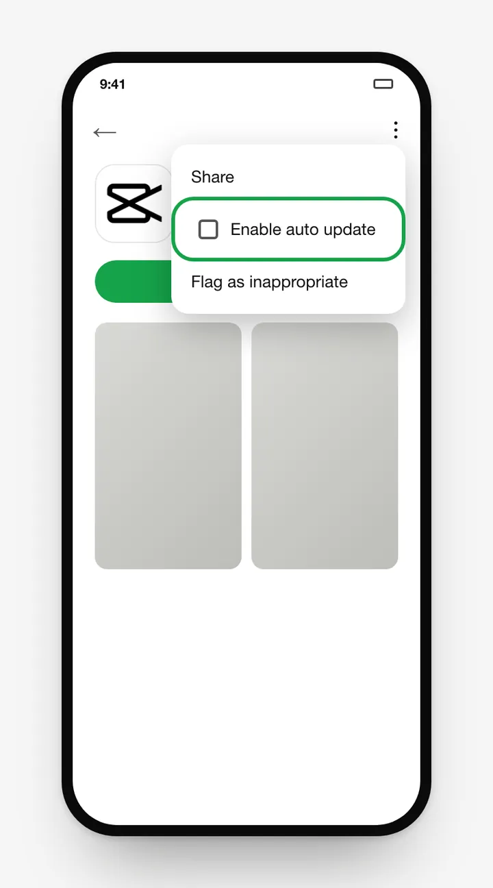 Illustration: Turning off auto-update for CapCut in Google Play