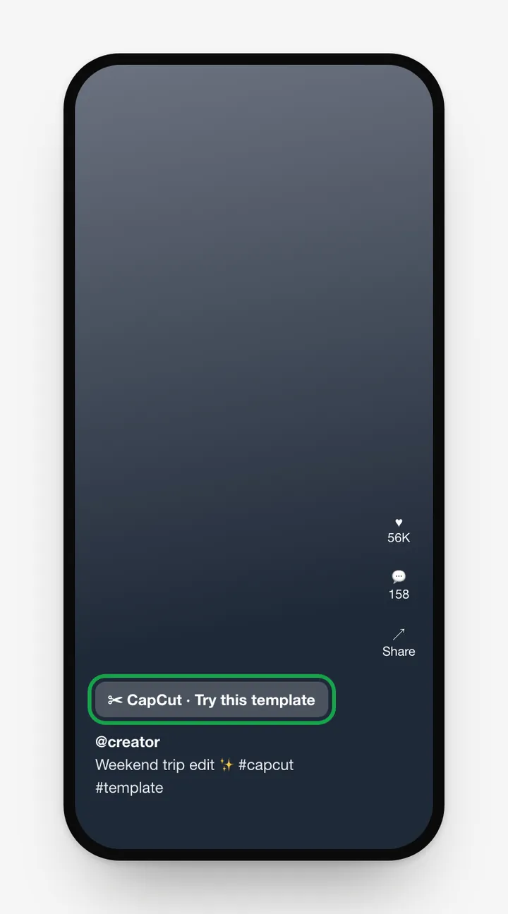 Illustration: TikTok CapCut Try this template label above a video caption